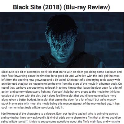 Black Site (2018) (Blu-ray Review)
